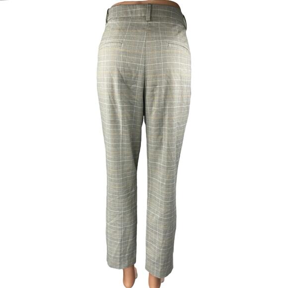 H&M Women's Gray Plaid Checkered High Rise Straight Leg Trousers Dress Pants 6 - Picture 3 of 5